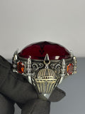 Sterling Silver Men's Ruby Ring: Handmade Ottoman Mosque Design