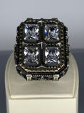 Sterling Silver Men's Zircon Ring: Handmade Turkish Ottoman Design