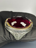 Sterling Silver Ruby Men's Ring: Handmade Ottoman Signet Jewelry