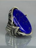 Handmade Sterling Silver Men's Ring: Lapis Lazuli Stone, Ottoman Design