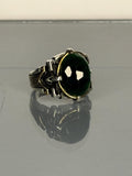 Handmade Sterling Silver Emerald Ring: Viking Warrior Statement Jewelry