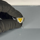 Sterling Silver Citrine Ring: Turkish Handmade Triangle Stone, Vintage Mens Jewelry