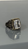 Vintage Sterling Silver Moissanite Ring: Handmade Biker Statement Jewelry