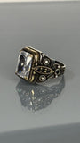 Vintage Sterling Silver Moissanite Ring: Handmade Biker Statement Jewelry