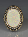 Vintage Style Sterling Silver Men’s Opal Ring with Mosanite Accents