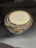 Vintage Style Sterling Silver Men’s Opal Ring with Mosanite Accents