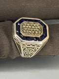 Sterling Silver Sapphire Men's Ring: Ottoman Vintage Statement Jewelry