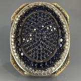 Handmade Sterling Silver Men’s Ring: Sapphire & Moissanite Ottoman Design