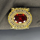 Handmade Sterling Silver Ruby Ring: Gold Detail Filigree Statement Jewelry