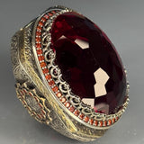 Sterling Silver Ruby Men's Ring: Ottoman Handmade Statement Jewelry
