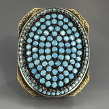 Sterling Silver Turquoise Ottoman Men's Ring: Handcrafted Vintage Statement Jewelry