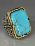 Handcrafted Sterling Silver Turquoise Men's Ring: Vintage Inlaid Design