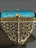 Handcrafted Sterling Silver Turquoise Men's Ring: Vintage Inlaid Design