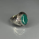 Agate Sterling Silver Men's Ring: Islamic Pattern Handmade Jewelry