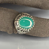 Agate Sterling Silver Men's Ring: Islamic Pattern Handmade Jewelry