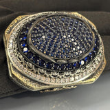 Handmade Sterling Silver Men’s Ring: Sapphire & Moissanite Ottoman Design