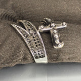 Sterling Silver Sword Ring, Bronze Accent, Adjustable Gothic Jewelry