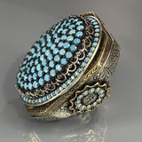 Sterling Silver Turquoise Ottoman Men's Ring: Handcrafted Vintage Statement Jewelry