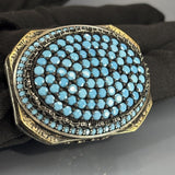 Sterling Silver Turquoise Ottoman Men's Ring: Handcrafted Vintage Statement Jewelry