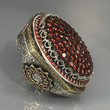 Handcrafted Sterling Silver Ruby Men's Ring: Ottoman Design Statement Jewelry