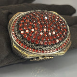 Handcrafted Sterling Silver Ruby Men's Ring: Ottoman Design Statement Jewelry