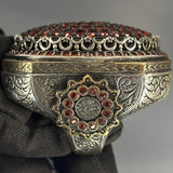 Handcrafted Sterling Silver Ruby Men's Ring: Ottoman Design Statement Jewelry