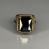 Handmade Sterling Silver Onyx Ring, Gold Ottoman Detail, Statement Jewelry