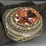 925 Sterling Silver Rose Quartz Ring: Bishop Design Gothic Jewelry