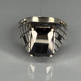 Sterling Silver Black Onyx Men's Ring, Art Deco Signet Style