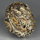 925 Sterling Silver Dragon Ring: Ruby Stone Eyes, Gothic Mens Jewelry