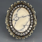 Sterling Silver White Turquoise Ring: Filigree Gemstone, Gothic Baroque