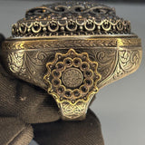 Sterling Silver Onyx Men's Ring, Ottoman Engraving, Vintage Statement Jewelry