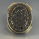 Sterling Silver Onyx Men's Ring, Ottoman Engraving, Vintage Statement Jewelry