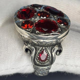 Sterling Silver Ruby Ring: Ornate Baroque Design, Artisan Gemstone Jewelry, Royal Style Mens Jewelry