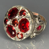 Sterling Silver Ruby Ring: Ornate Baroque Design, Artisan Gemstone Jewelry, Royal Style Mens Jewelry