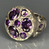 925 Sterling Silver Jewelry Amethyst Stone Men's Ring: Ornate Royal Design