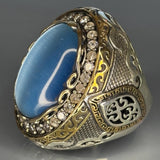 Sterling Silver Cat's Eye Ring: Two-Tone Baroque Design