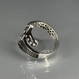 Sterling Silver Sword Ring, Bronze Accent, Adjustable Gothic Jewelry