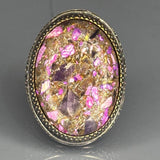 Sterling Silver Amethyst Ring: Handcrafted Filigree Statement Band