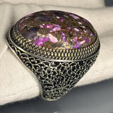 Sterling Silver Amethyst Ring: Handcrafted Filigree Statement Band