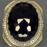 Sterling Silver Black Onyx Ring: Two-Tone Baroque Statement Jewelry