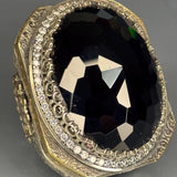 Sterling Silver Black Onyx Ring: Two-Tone Baroque Statement Jewelry