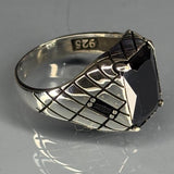 Sterling Silver Black Onyx Men's Ring, Art Deco Signet Style
