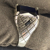 Sterling Silver Black Onyx Men's Ring, Art Deco Signet Style