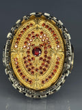 Steampunk Garnet Ring: Two-Tone Sterling Silver Artisan Jewelry