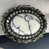 Sterling Silver White Turquoise Ring: Filigree Gemstone, Gothic Baroque