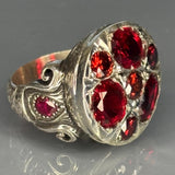 Sterling Silver Ruby Ring: Ornate Baroque Design, Artisan Gemstone Jewelry, Royal Style Mens Jewelry