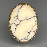 Sterling Silver White Turquoise Ring: Handcrafted Filigree Statement Band