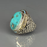 Rustic Sterling Silver Turquoise Ring: Handmade Boho Statement Jewelry