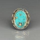 Rustic Sterling Silver Turquoise Ring: Handmade Boho Statement Jewelry